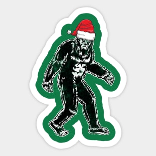 Funny Christmas Santa Hat-Wearing Bigfoot Sasquatch Cryptid Sticker